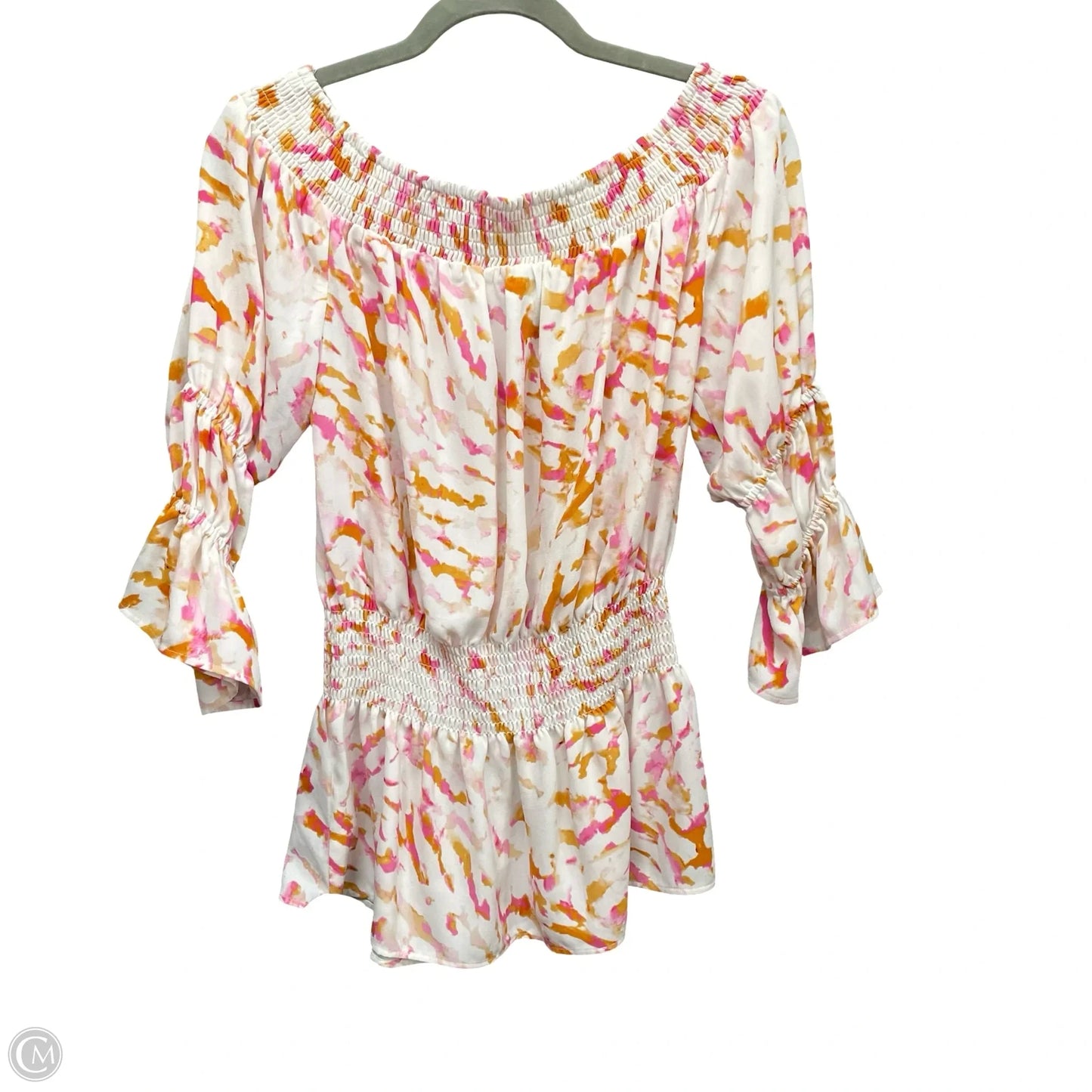 Blouse 3/4 Sleeve By Cabi In Orange & Pink, Size: S
