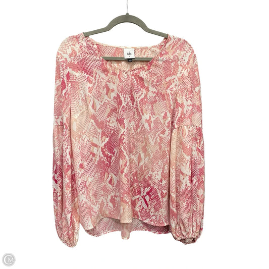 Blouse Long Sleeve By Cabi In Orange & Pink, Size: M