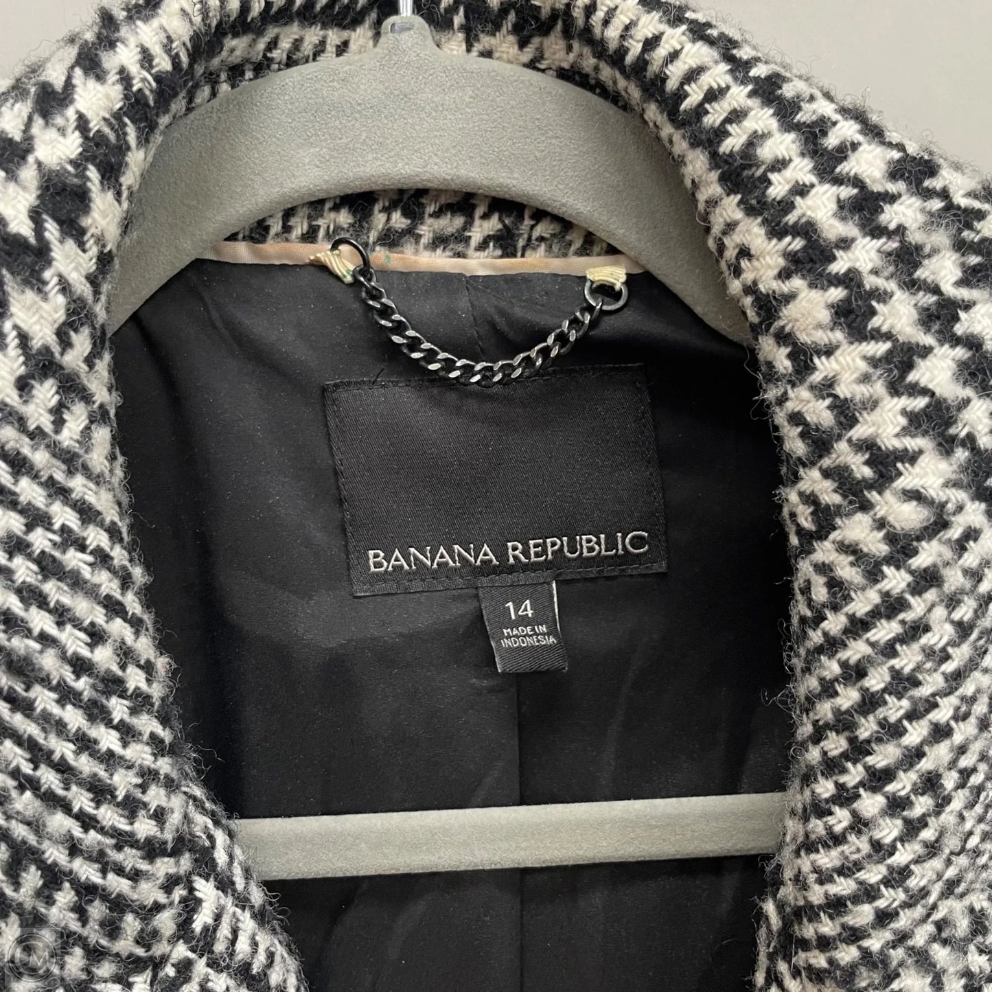 Coat Peacoat By Banana Republic In Black & White, Size: 14