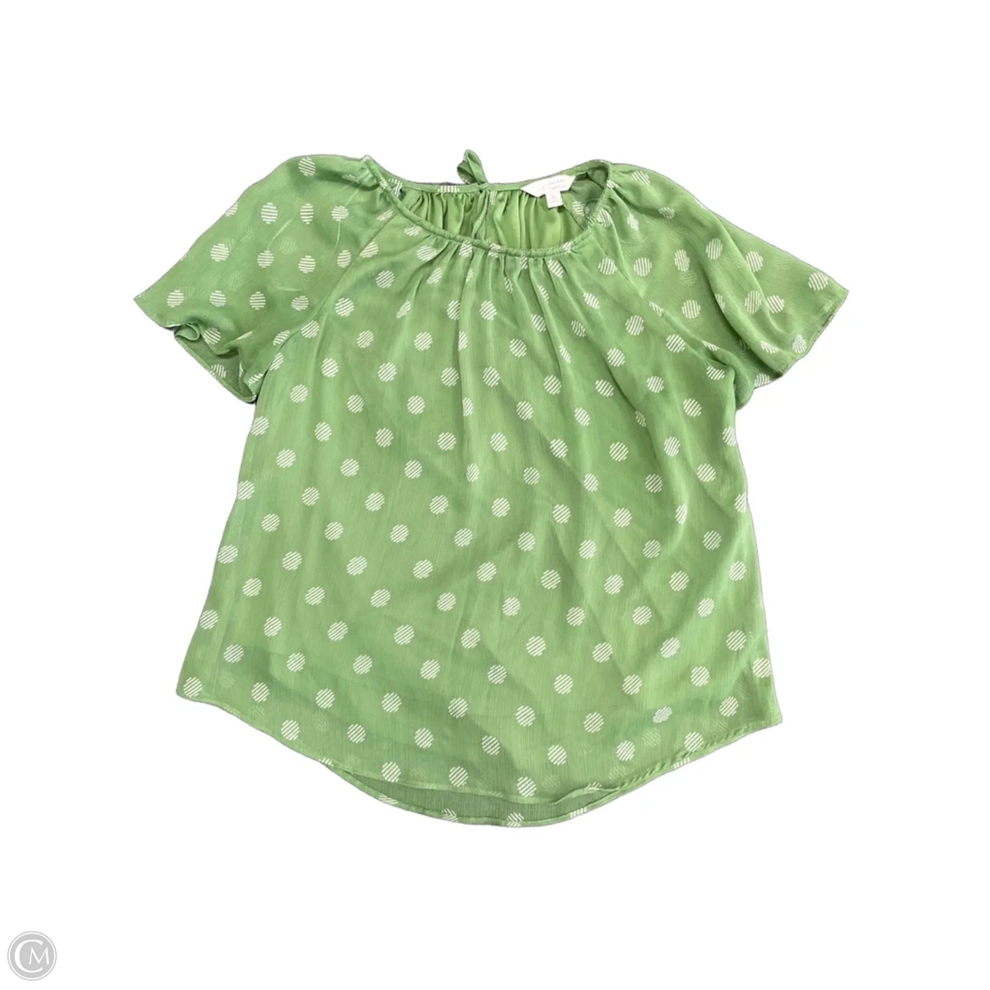Top Short Sleeve By Lc Lauren Conrad In Green & White, Size: S