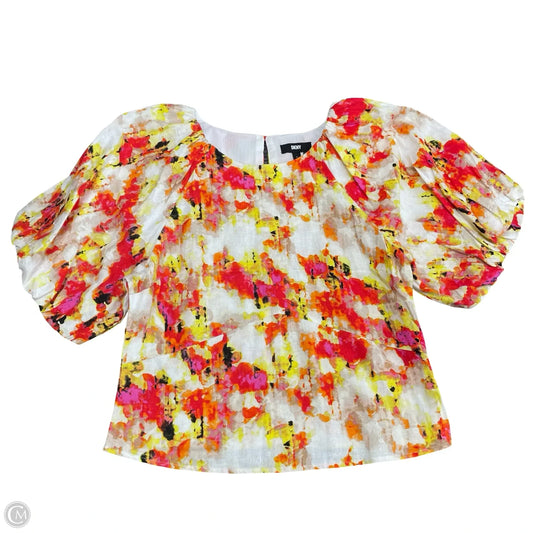 Blouse Short Sleeve By Dkny In Multi-colored, Size: S