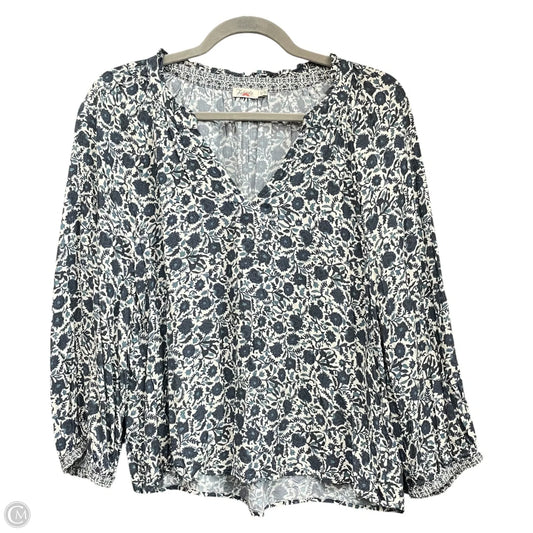 Top 3/4 Sleeve By Faherty In Blue & White, Size: M