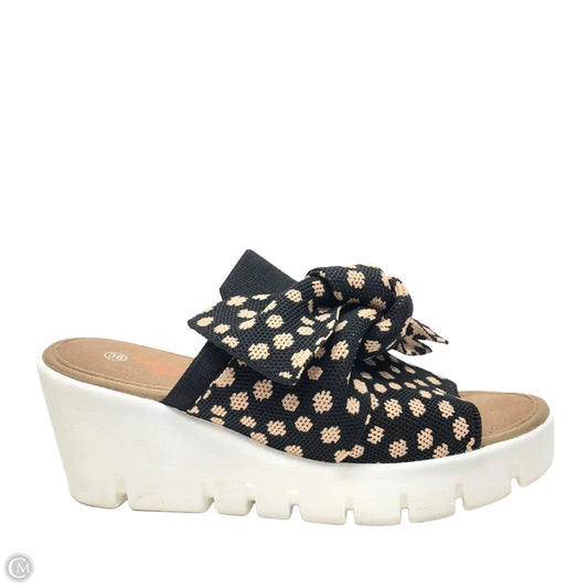 Sandals Heels Wedge By Bernie Mev In Black & White, Size: 6