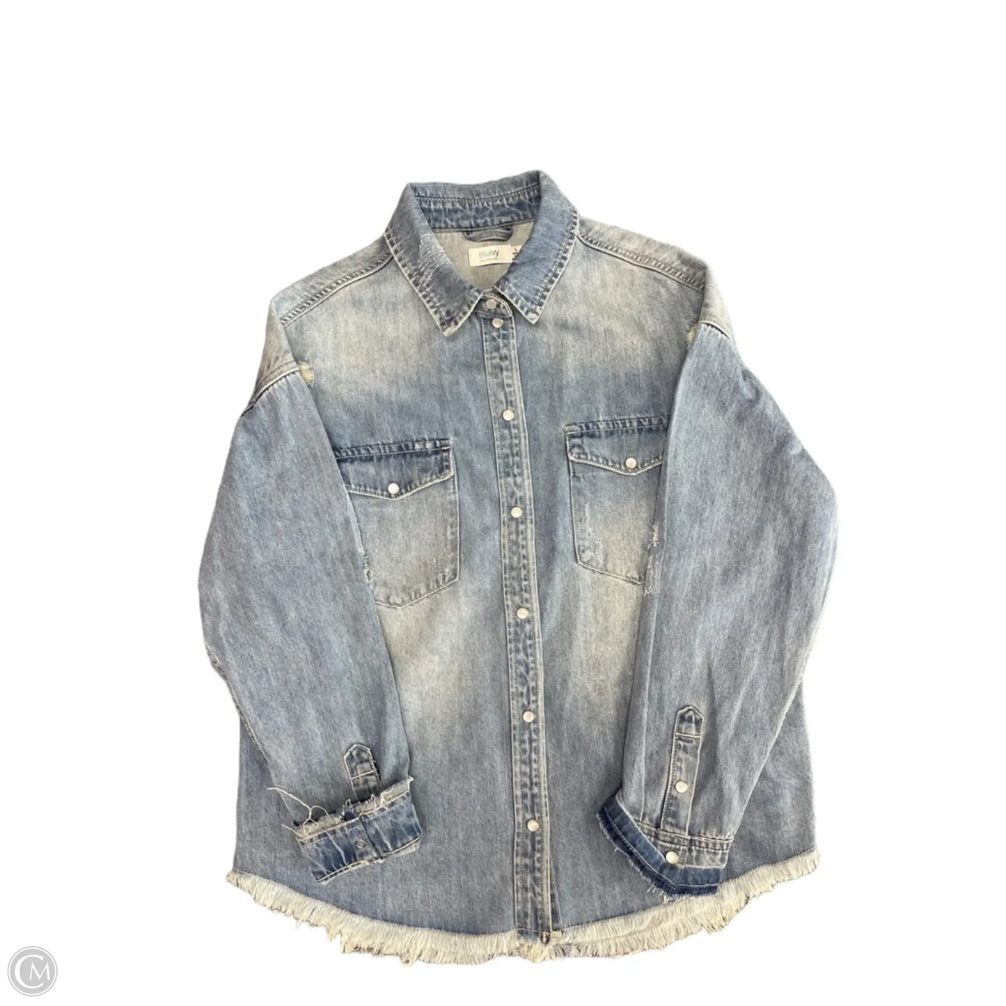 Jacket Shirt By Bluivy In Blue Denim, Size: L