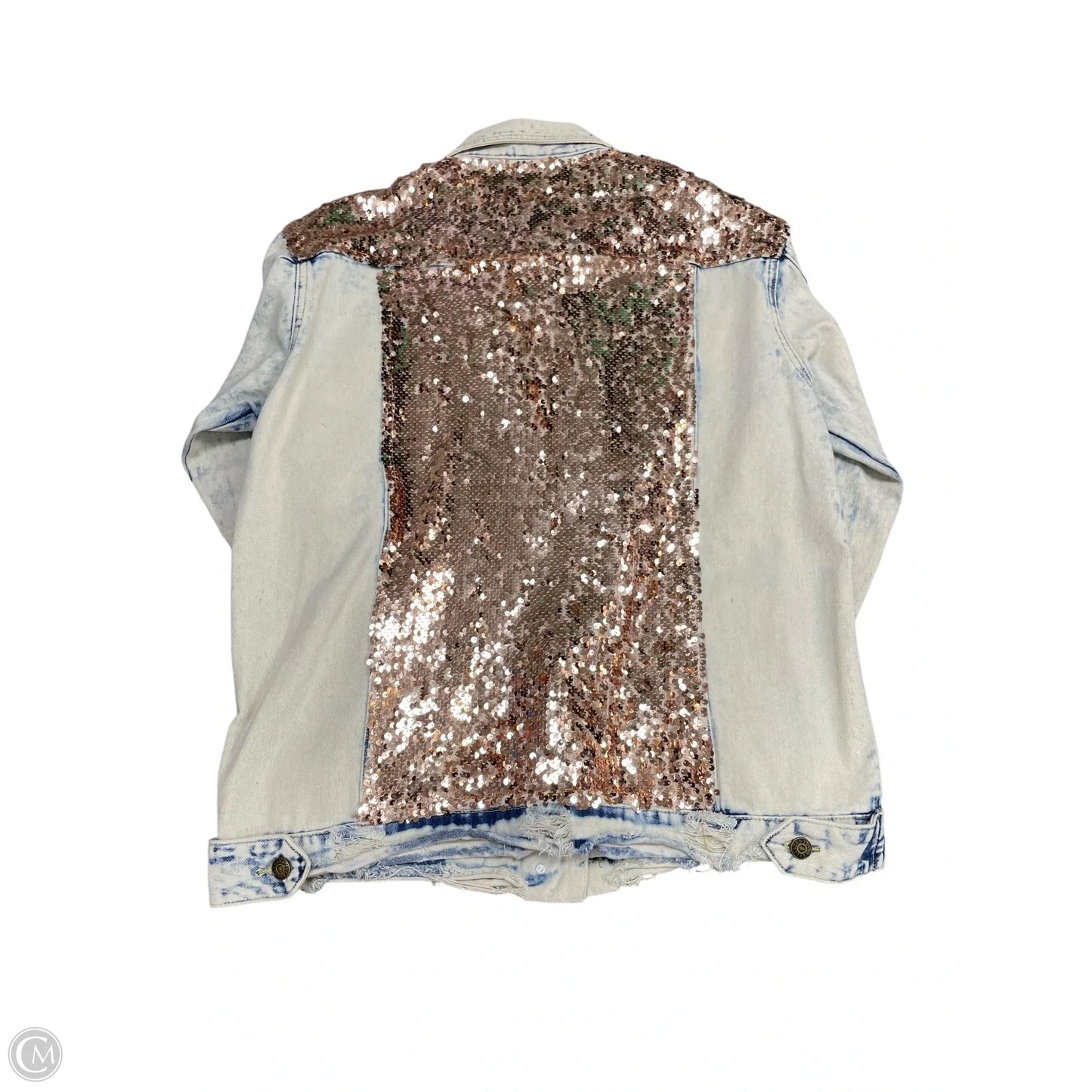 Jacket Denim By Lucky & Blessed In Blue & Pink, Size: M