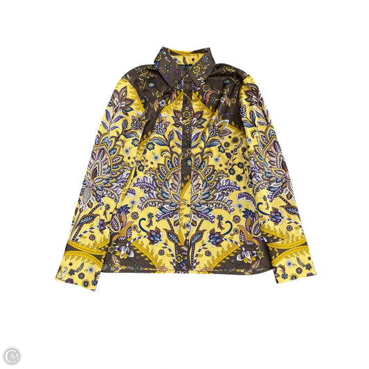 Blouse Long Sleeve By Rachel Zoe In Brown & Yellow, Size: S