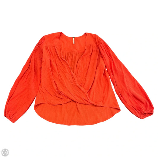 Blouse Long Sleeve By Free People In Orange, Size: S