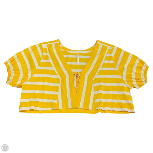 Cardigan By Anthropologie In White & Yellow, Size: Xs