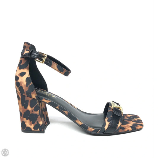 Sandals Heels Block By Guess In Animal Print, Size: 11