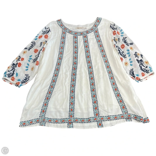 Tunic Long Sleeve By Soft Surroundings In White, Size: 1x