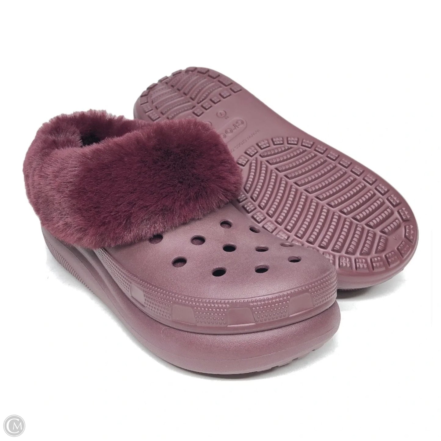 Shoes Heels Wedge By Crocs In Maroon, Size: 9