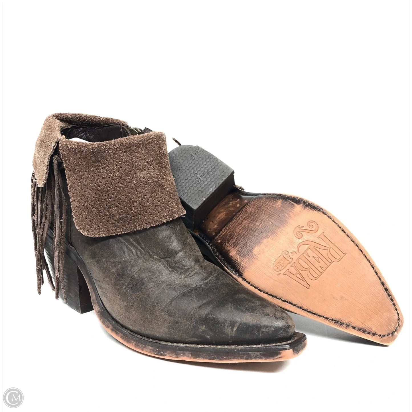 Boots Ankle Heels By Justin In Brown, Size: 6