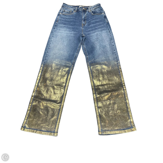 Jeans Straight By Forever 21 In Blue & Gold, Size: 4