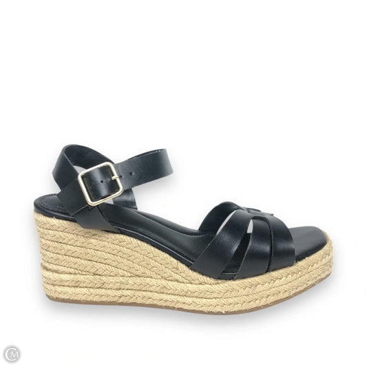 Sandals Heels Wedge By Time And Tru In Black, Size: 7.5