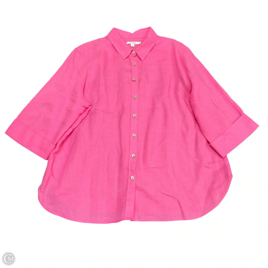 Top 3/4 Sleeve By Chicos In Pink, Size: 18