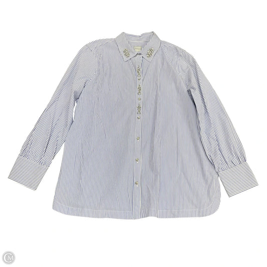 Top Long Sleeve By Chicos In Blue & White, Size: 16