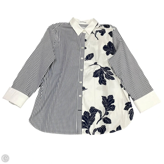 Top Long Sleeve By Chicos In Blue & White, Size: 16