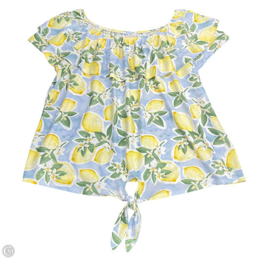 Top Short Sleeve By Cato In Blue & Yellow, Size: 18