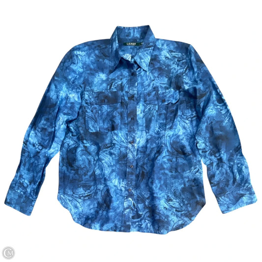 Top Long Sleeve By Lauren By Ralph Lauren In Blue, Size: L