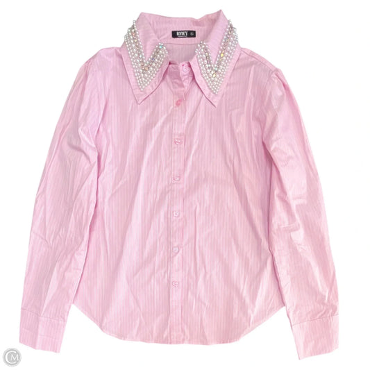 Top Long Sleeve By Clothes Mentor In Pink & White, Size: Xl
