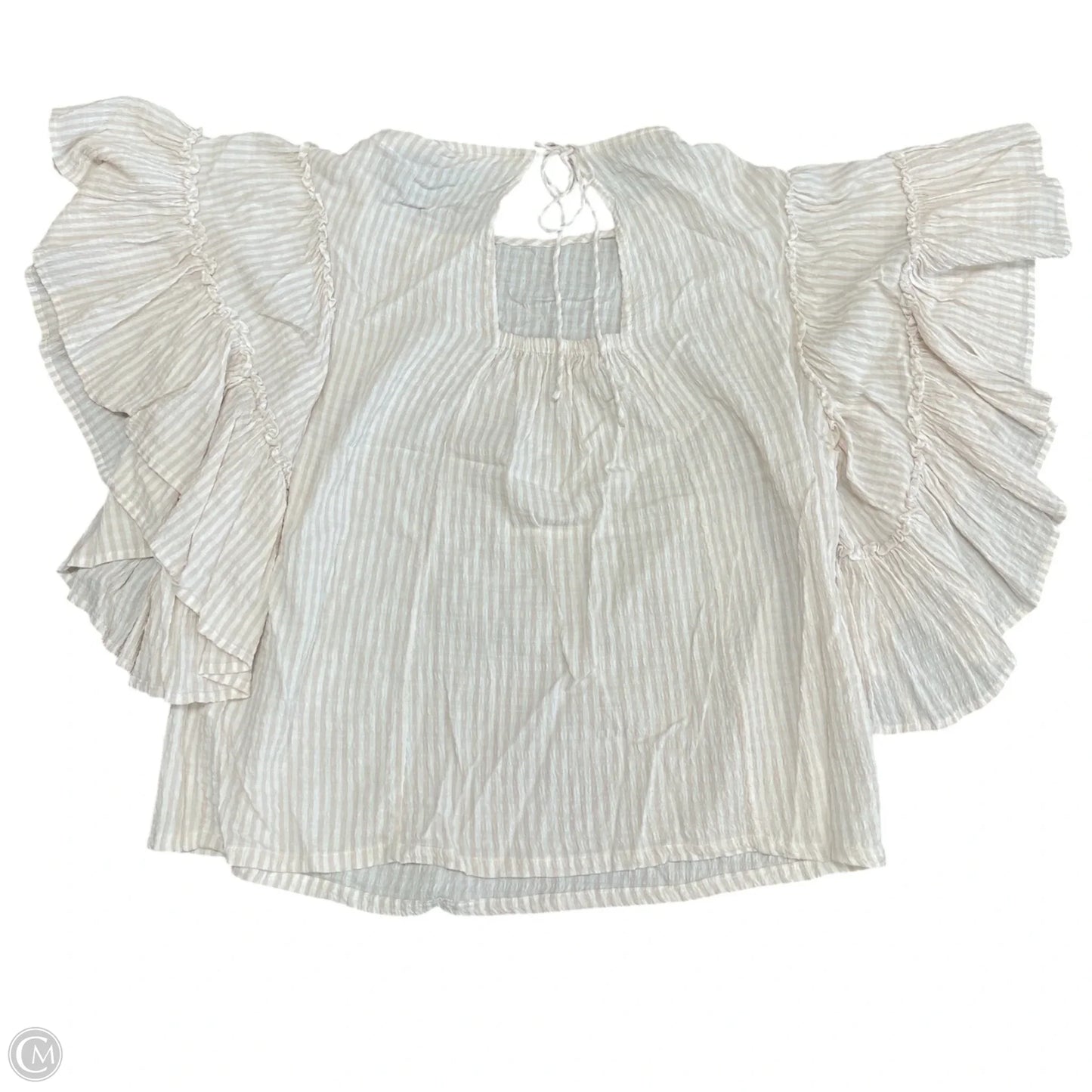Blouse Short Sleeve By Chelsea And Theodore In Beige, Size: L