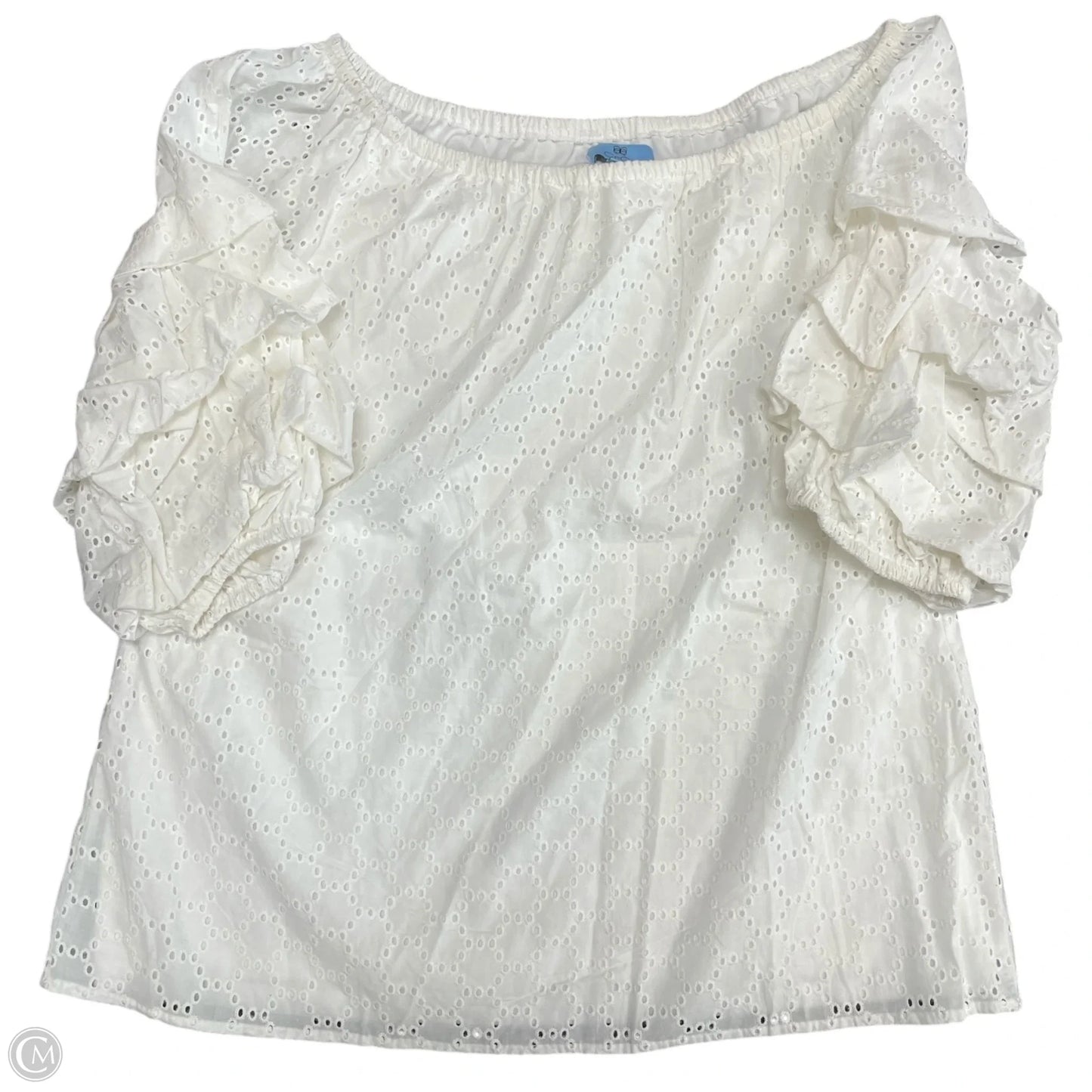 Blouse Short Sleeve By Cece In White, Size: L