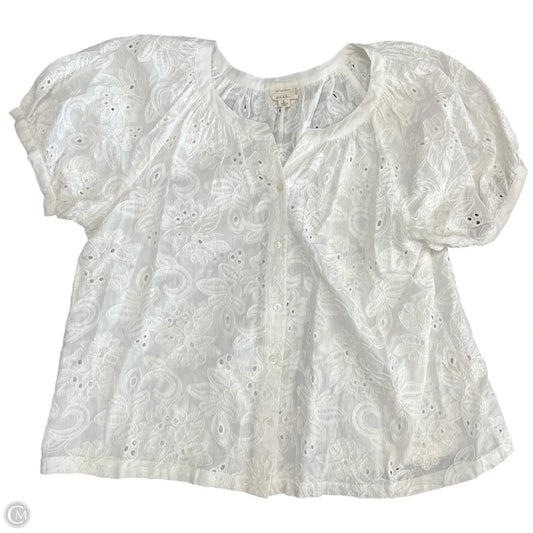 Blouse Short Sleeve By Nicole Miller In Yellow, Size: L