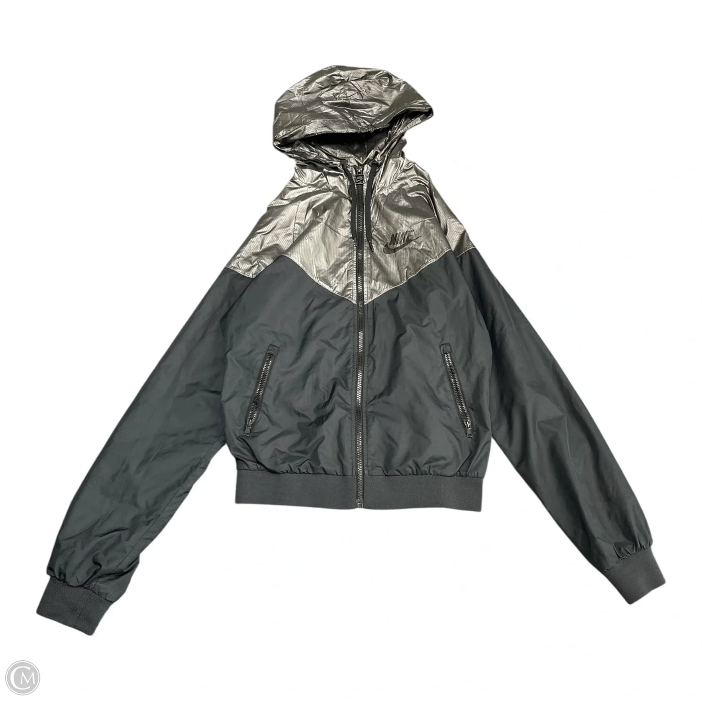 Jacket Windbreaker By Nike In Grey, Size: S