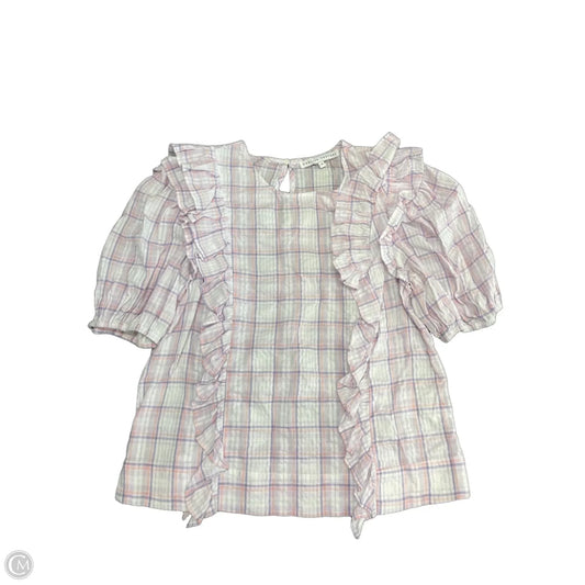 Blouse Short Sleeve By English Factory In Purple & White, Size: S