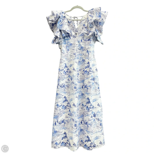 Dress Casual Midi By Sugar Lips In Blue & White, Size: M