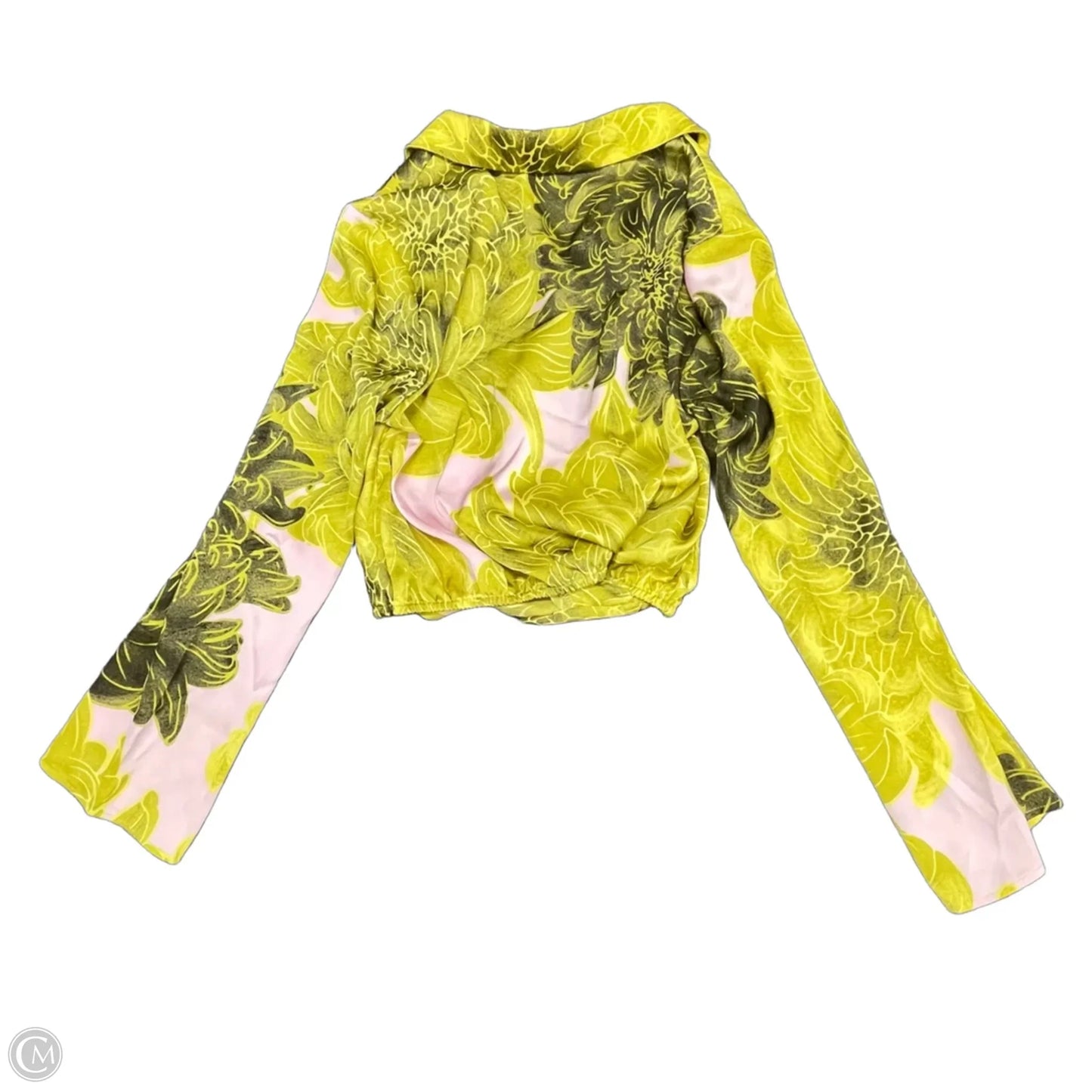 Blouse Long Sleeve By Maison Damelie In Pink & Yellow, Size: Xs