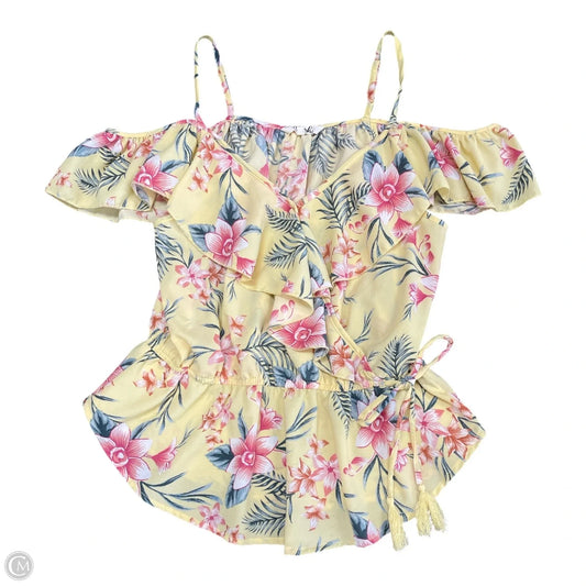 Blouse Short Sleeve By Blush In Yellow, Size: Xl
