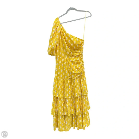 Dress Casual Midi By Veronica Beard In White & Yellow, Size: 6