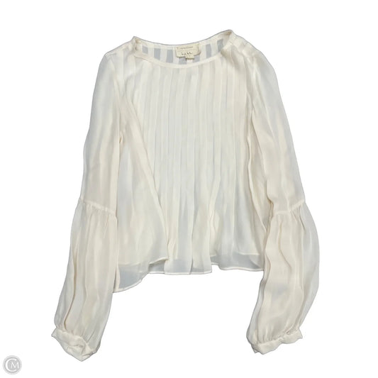 Blouse Long Sleeve By Nicole Miller In Cream, Size: M