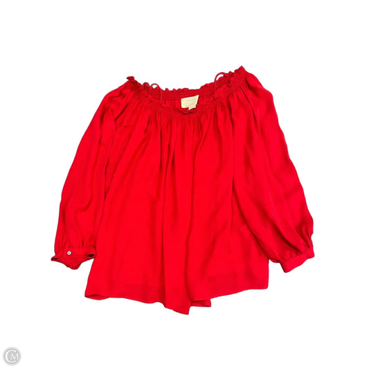 Blouse Long Sleeve By Nicole Miller In Red, Size: S