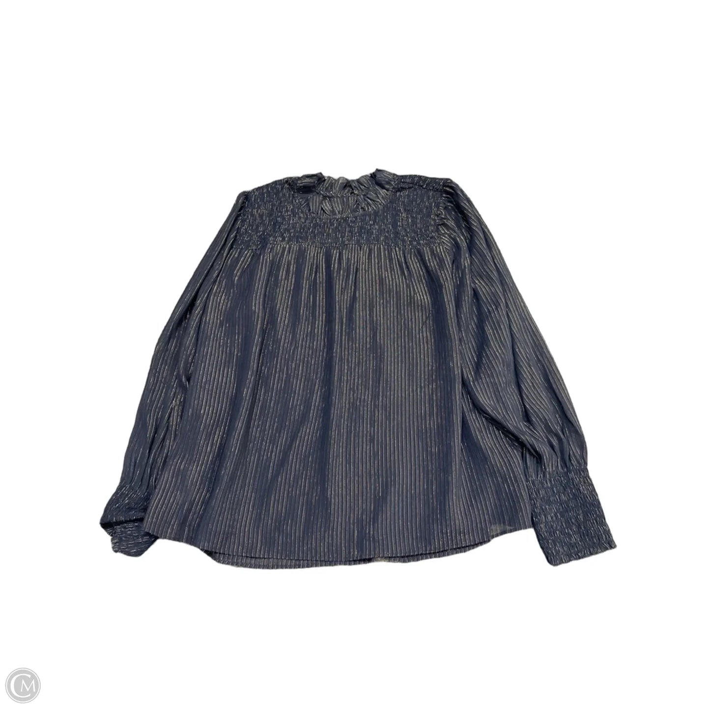 Blouse Long Sleeve By Ann Taylor In Navy, Size: Mp