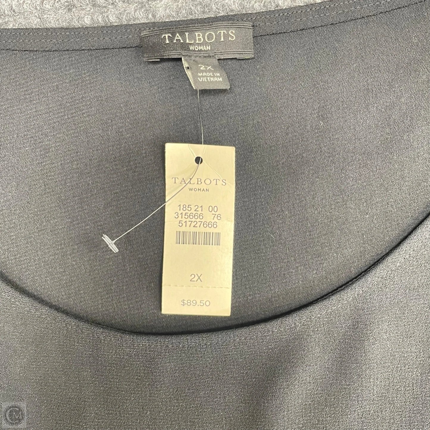 Top 3/4 Sleeve By Talbots In Black & Cream, Size: 2x