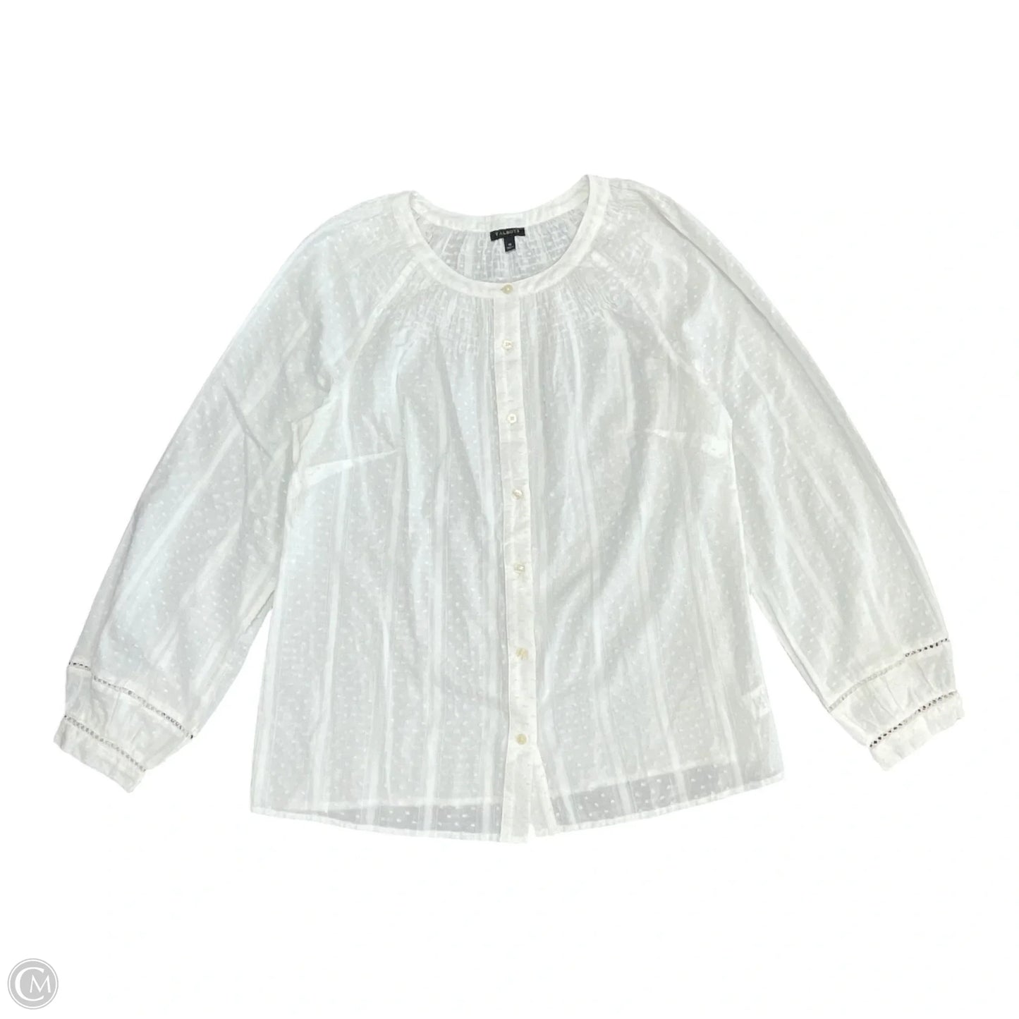 Top Long Sleeve By Talbots In White, Size: M