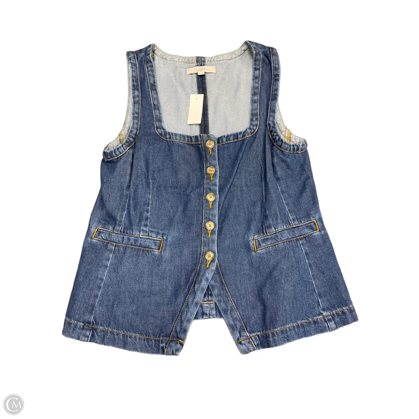 Top Sleeveless By Loft In Blue Denim, Size: 12