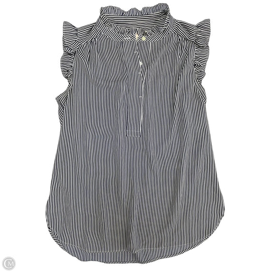 Blouse Short Sleeve By Loft In Blue & White, Size: Xs