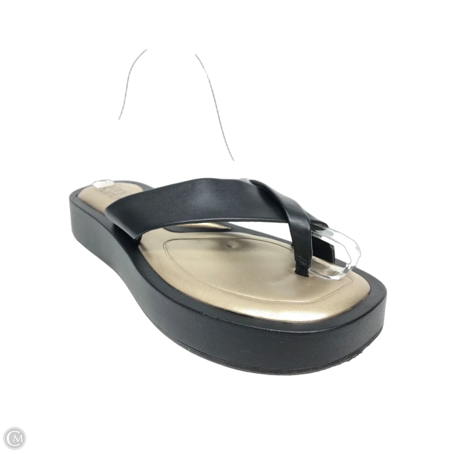 Sandals Heels Platform By Franco Sarto In Black & Gold, Size: 7.5