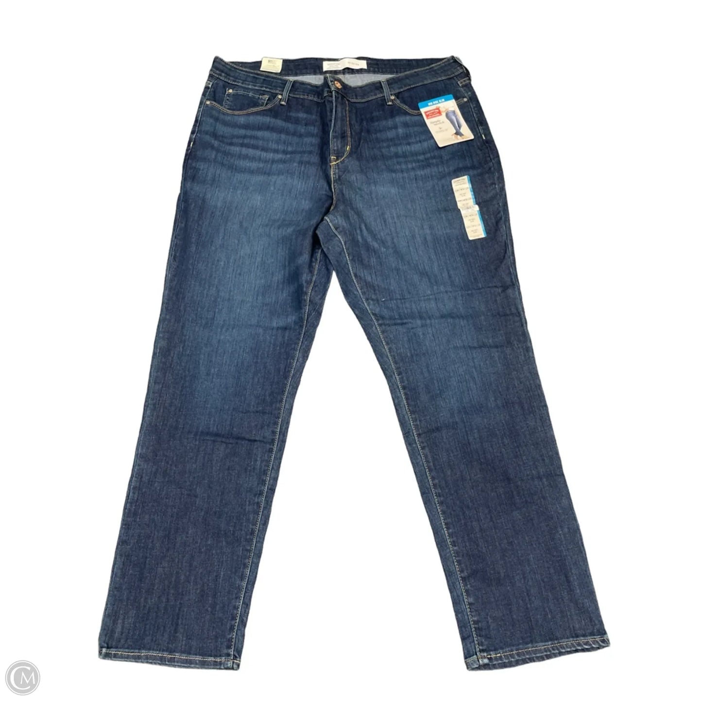 Jeans Straight By Levis Signature In Blue Denim, Size: 22