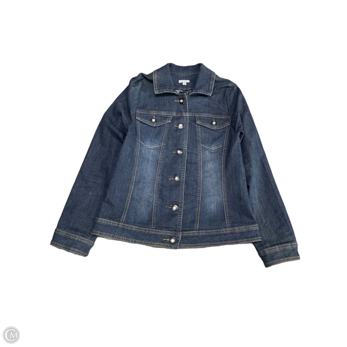Jacket Denim By Clothes Mentor In Black & Blue, Size: M