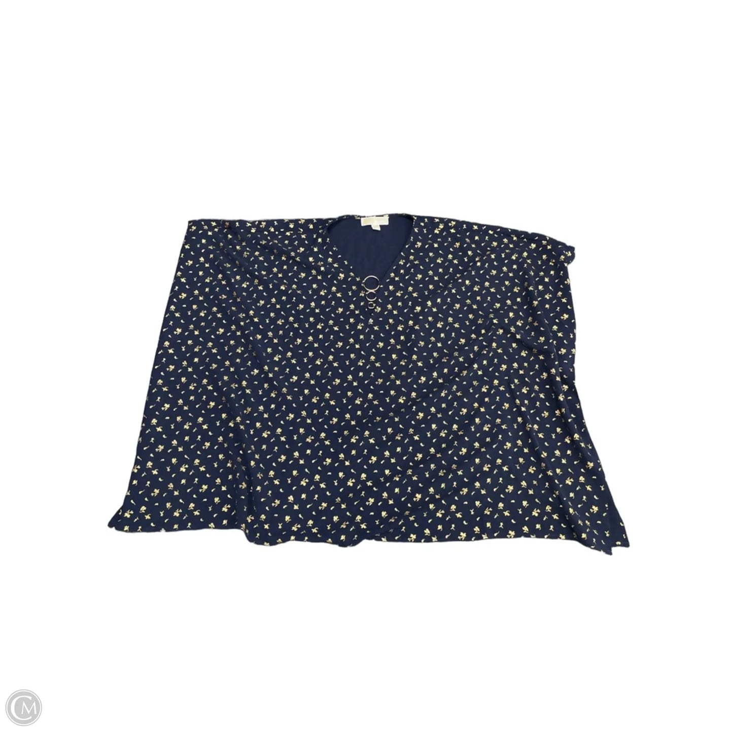 Blouse Short Sleeve By Michael By Michael Kors In Blue & Gold, Size: M