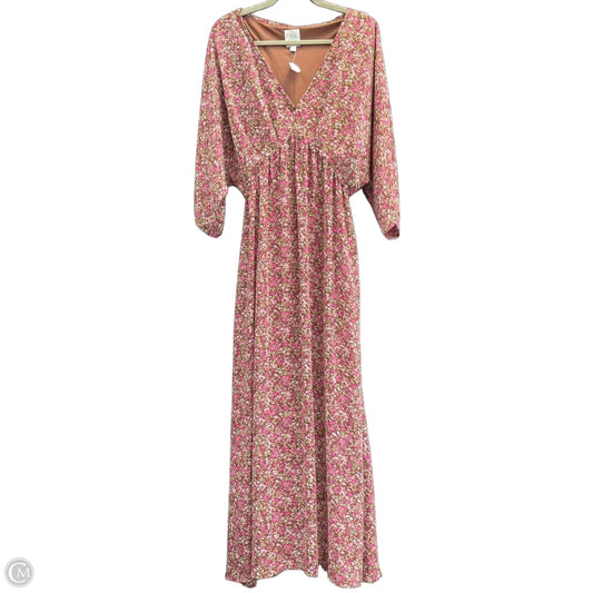 Dress Casual Maxi By Clothes Mentor In Brown & Pink, Size: L