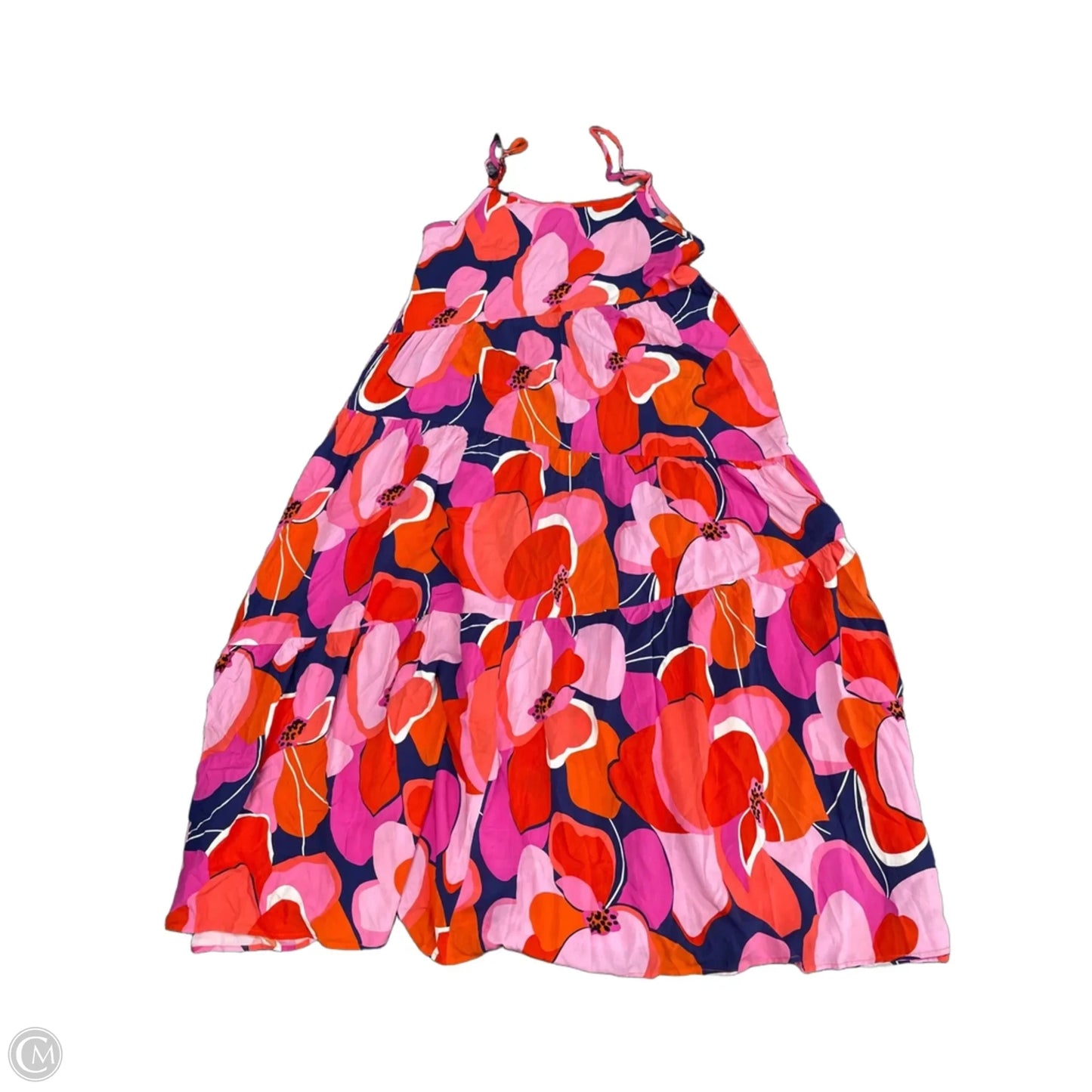 Dress Casual Midi By Cmf In Orange & Pink, Size: S