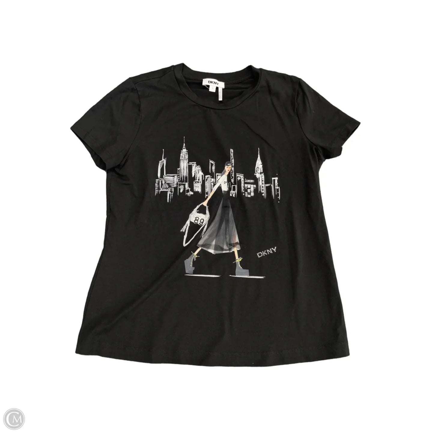 Top Short Sleeve By Dkny In Black, Size: S