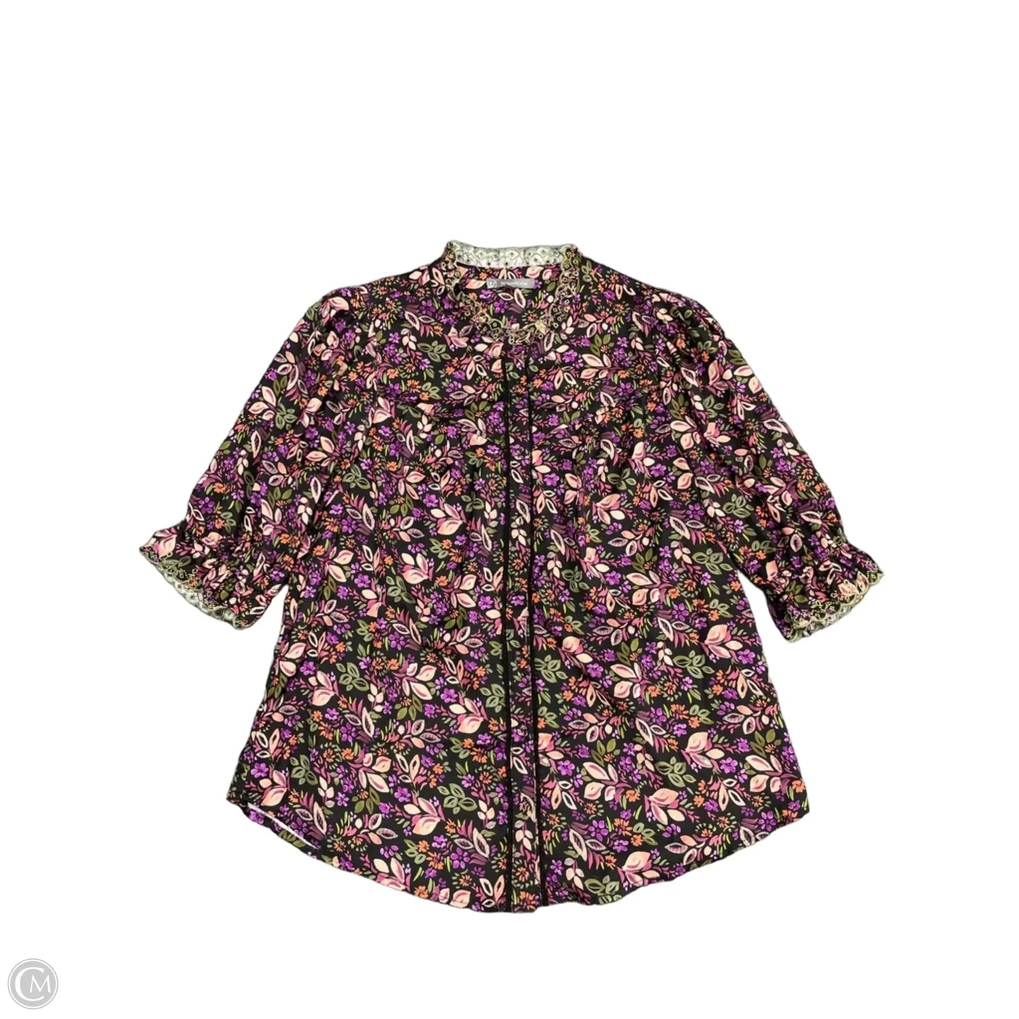 Blouse Short Sleeve By Wit & Wisdom In Floral Print, Size: M