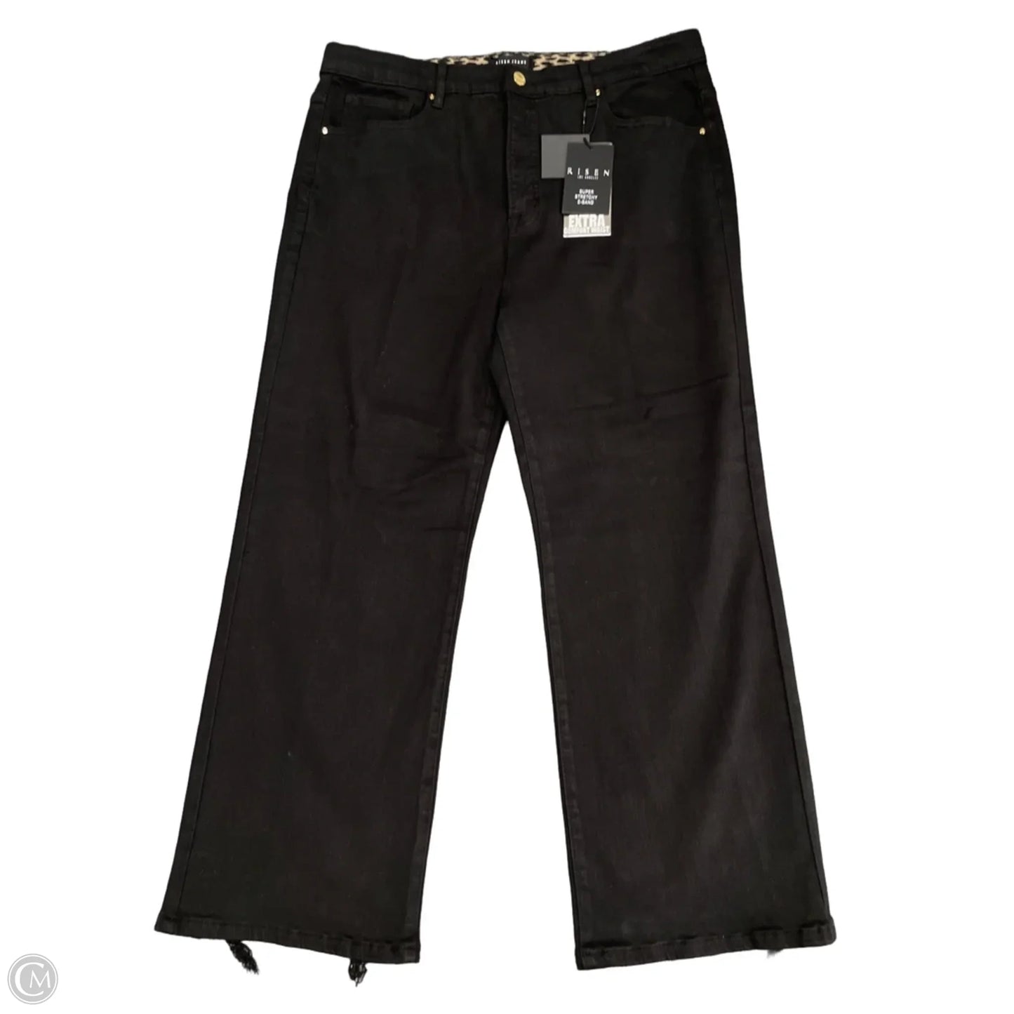 Jeans Wide Leg By Risen In Black Denim, Size: L