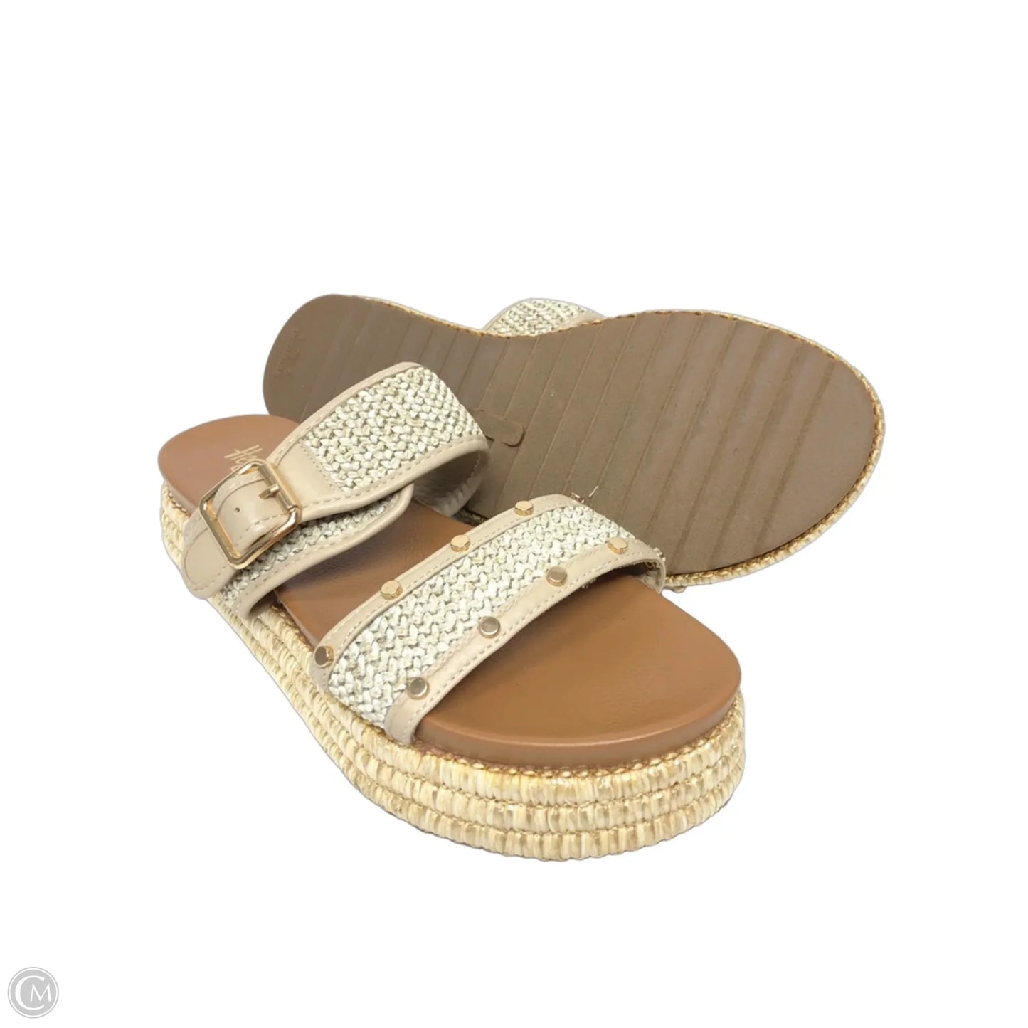 Sandals Heels Platform By Clothes Mentor In Beige, Size: 9